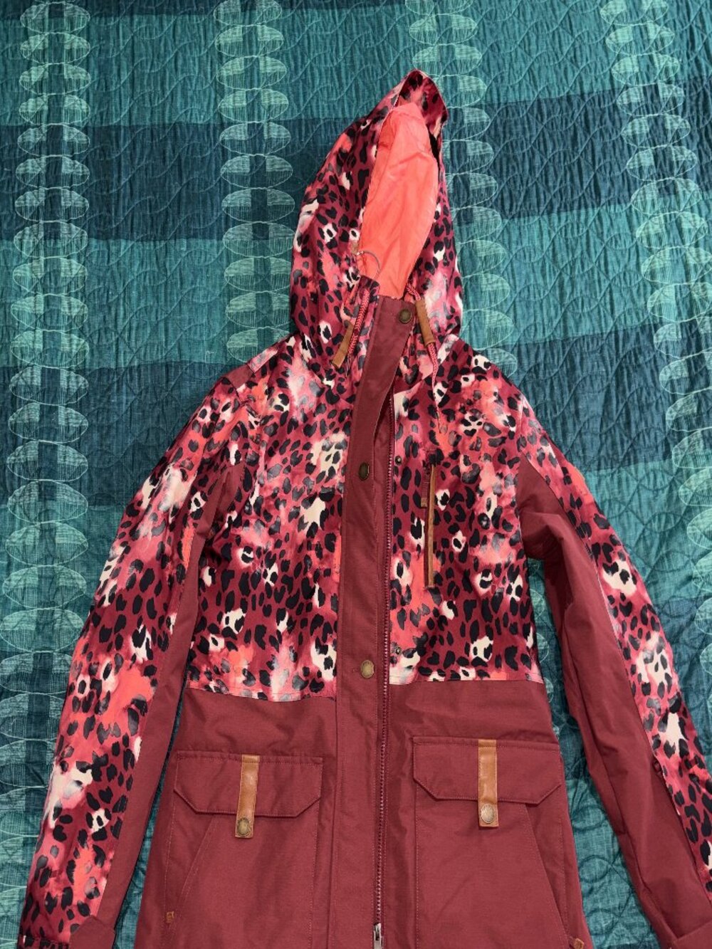 Roxy Women’s S Red Leopard Snowboard Ski Jacket DryFlight 10K